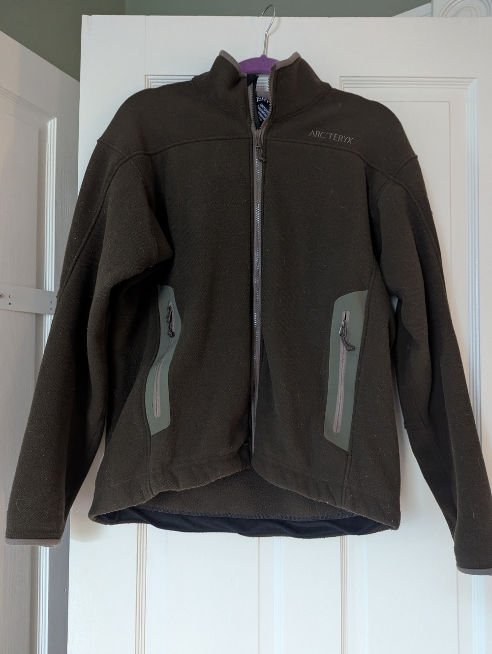 Arc'teryx Men's Olive Green Full-Zip Lightweight Fleece Jacket